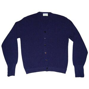 Vintage Lord Jeff Button Up Cardigan Sweater Navy Blue Acrylic XL Made in USA